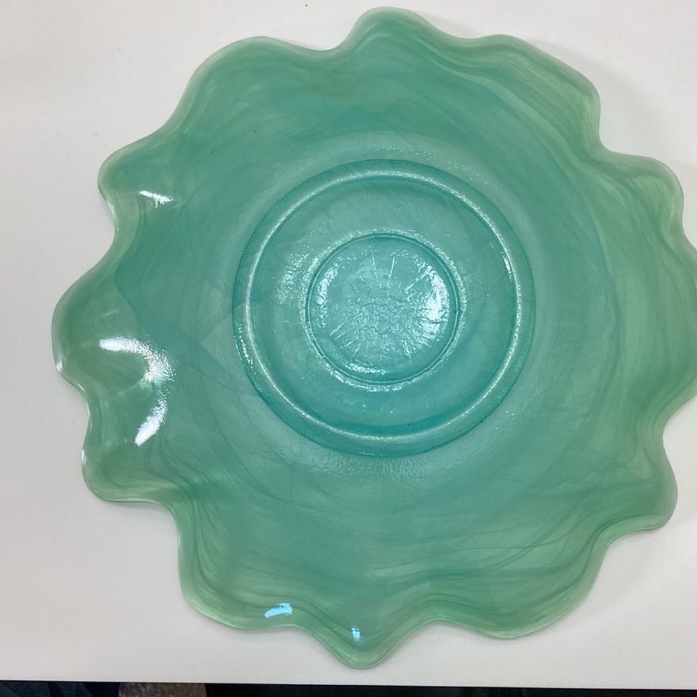 Pier 1 Teal Glass Decorative Plate - Picture 2 of 3